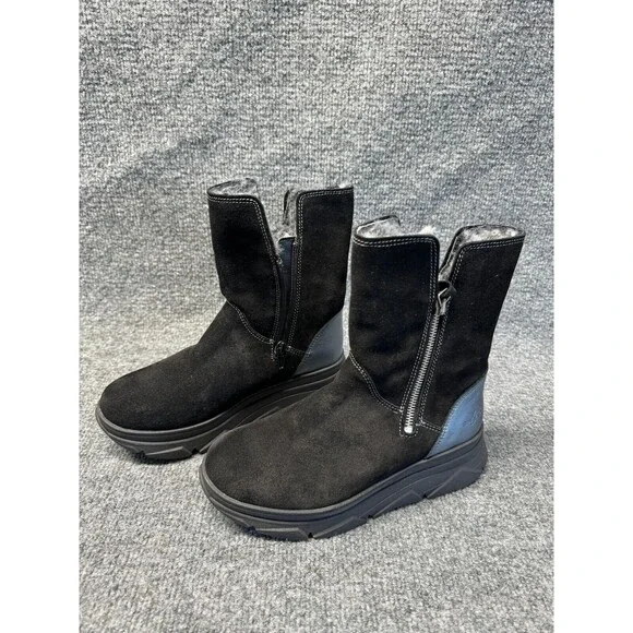 Bos. & Co. Black Suede Boots with Faux Fur Liner Size 36 MSRP $199.95